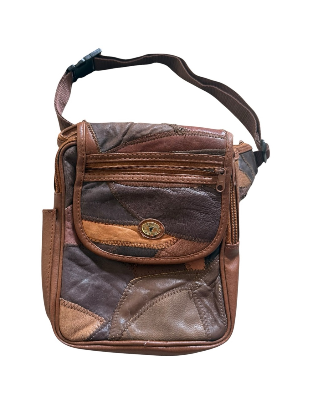 Vintage Taurus Patchwork Leather Crossbody Fanny Pack Bag